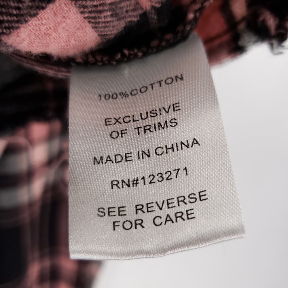 Stella Tweed Cropped Flannel Womens Large Pink Plaid MOOD Frayed Hem Button Up - Picture 6 of 6